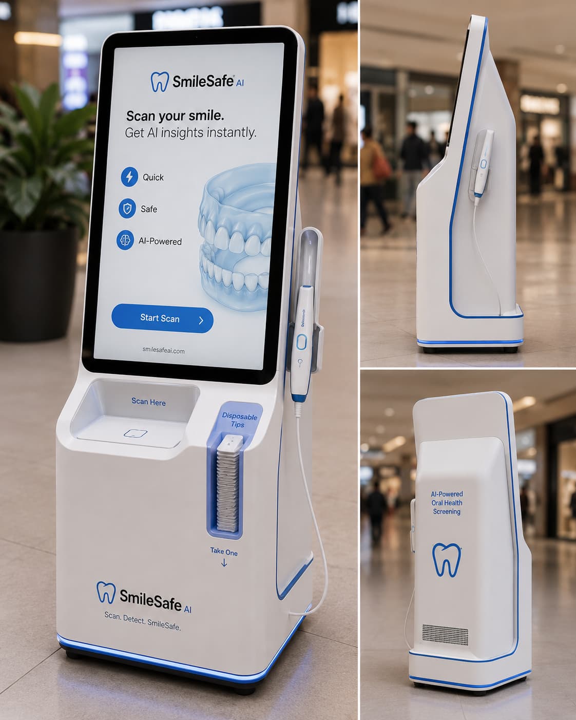 SmileSafe AI kiosk in a public space